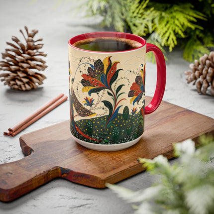 🌺🦋 The Enchanted Floral Voyage Colorful Mug – Art Deco Botanical Whimsy