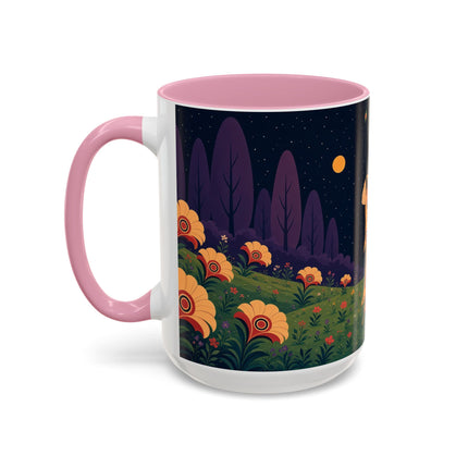 🌙🌼 The Moonlit Floral Dancer Colorful Mug – Art Deco Garden Fantasy