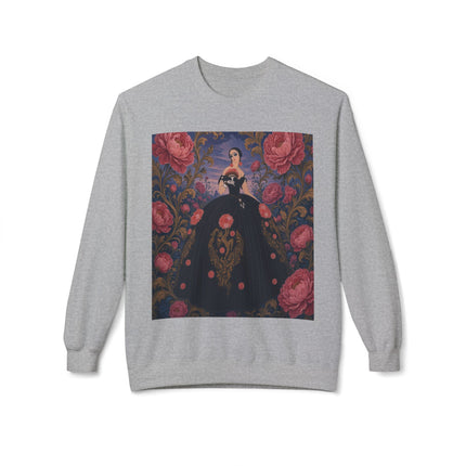 🌹🖤 The Lady Of The Midnight Rose Garden Midweight Crewneck Sweatshirt – Art Deco Floral Elegance