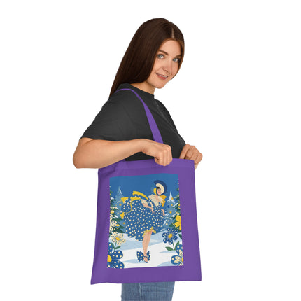 💙🎄 The Bluebell Christmas Promenade Cotton Tote Bag – Art Deco Holiday Elegance