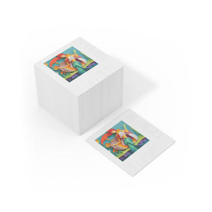Charming Mermaid White Coined Napkins