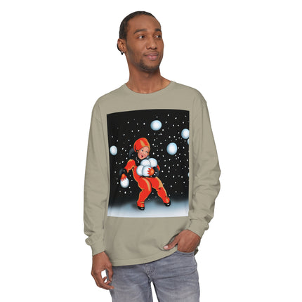 Festive Snowball Unisex Garment-dyed Long Sleeve T-Shirt