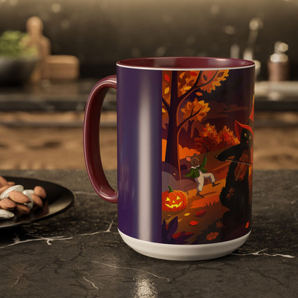 🐈‍⬛🎻 The Black Cat's Moonlit Melody Colorful Mug – Whimsical Halloween Music