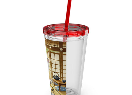 Playful Kitten in the Tea Room Sunsplash Tumbler with Straw, 16oz