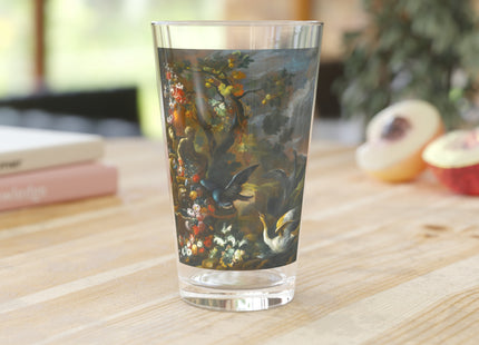 Still Life With Birds Beside An Ornate Fountain by Nicola Casissa Glass, 16oz