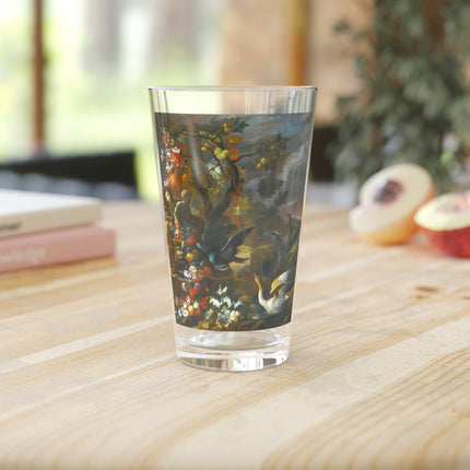 Still Life With Birds Beside An Ornate Fountain Glass, 16oz