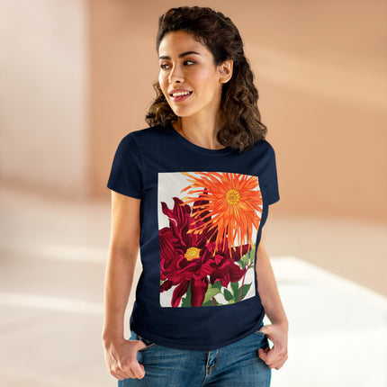 Dahlia Flower by Tanigami Kônan Women's Midweight Cotton Tee