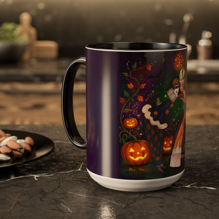 🎭🎃 The Masquerade Beneath The Pumpkin Lantern Colorful Mug – Theatrical Halloween Charm