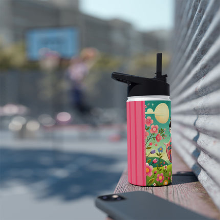 Geisha Fairy and the Hummingbird Blossom Stainless Steel Water Bottle, Standard Lid