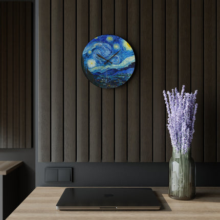The Starry Night by Vincent Van Gogh Acrylic Wall Clock, Round and Square