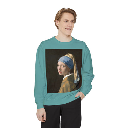 Girl with a Pearl Earring by Johannes Vermeer Unisex Garment-Dyed Sweatshirt