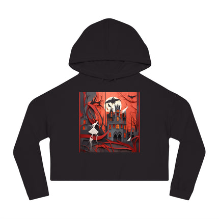 Halloween Night Scene Women’s Cropped Hooded Sweatshirt