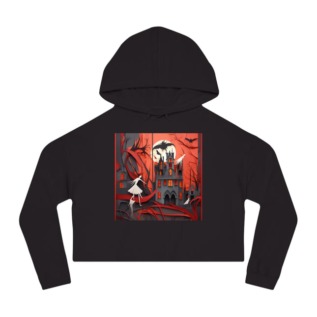 Halloween Night Scene Women’s Cropped Hooded Sweatshirt