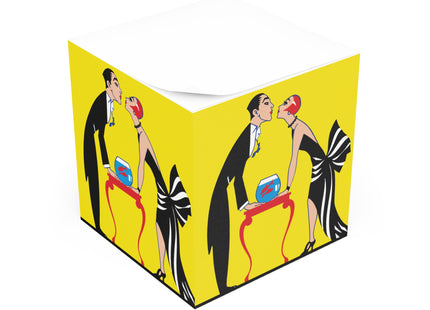 A Moment of Elegance: A Passionate Embrace Amidst Golden Splendor Note Cube