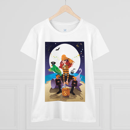 Moonlit Pirate Halloween Women's Midweight Cotton Tee