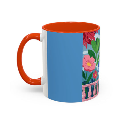 The Lady Of The Blossoming Terrace Colorful Mugs – Art Deco Floral Garden Elegance