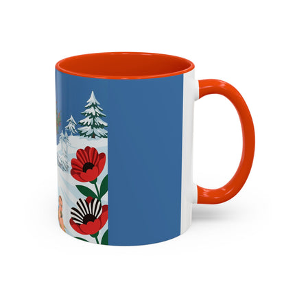 🎿🎄 The Christmas Holly Skier Colorful Mug – Whimsical Holiday Fantasy