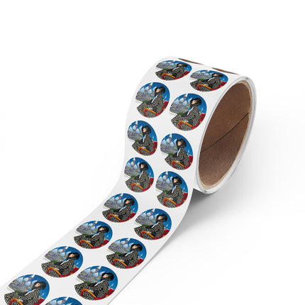 Elegant Winter Woman in Sleigh Round Sticker Label Rolls