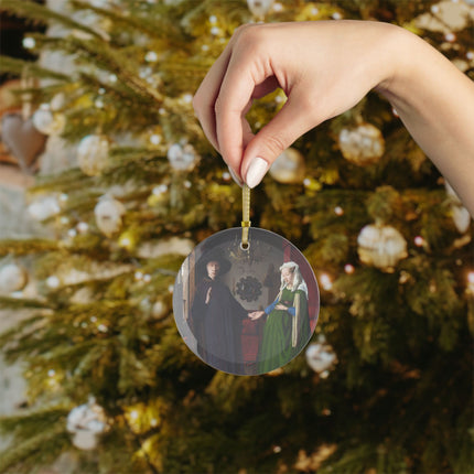 Arnolfini Portrait by Jan Van Eyck Glass Ornaments