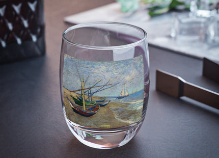 Fishing Boats on the Beach at Saintes-Maries by Vincent Van Gogh Whiskey Glass