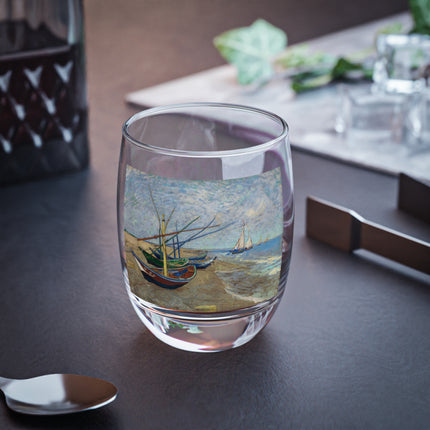Fishing Boats on the Beach at Saintes-Maries by Vincent Van Gogh Whiskey Glass