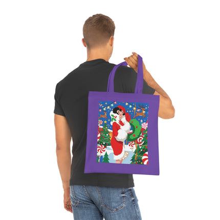 🍬🎄 The Lady Of The Peppermint Christmas Garden Cotton Tote Bag – Art Deco Holiday Fantasy