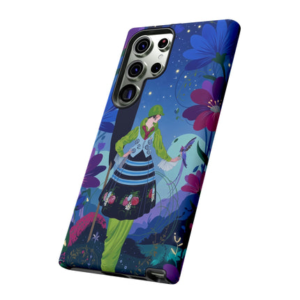 🌸🐦 The Lady Of The Midnight Bird Garden Phone Case – Art Deco Floral Fantasy