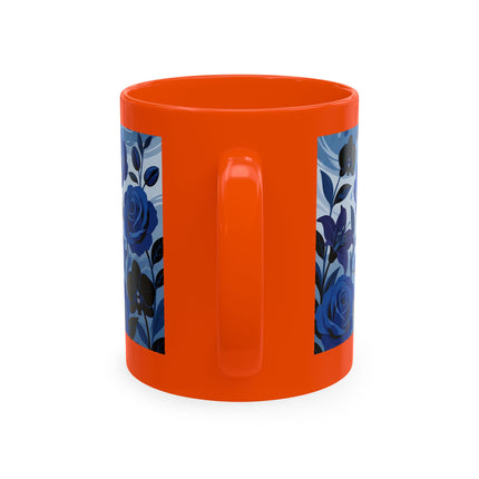 ☔💙 The Lady In The Blue Rain Garden Ceramic Mug – Art Deco Floral Elegance