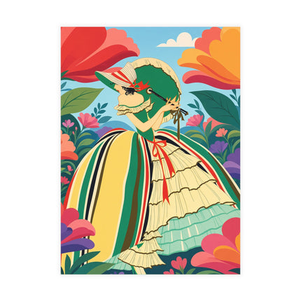🌺🎀 The Girl In The Striped Garden Postcards With Envelopes – Art Deco Floral Fashion