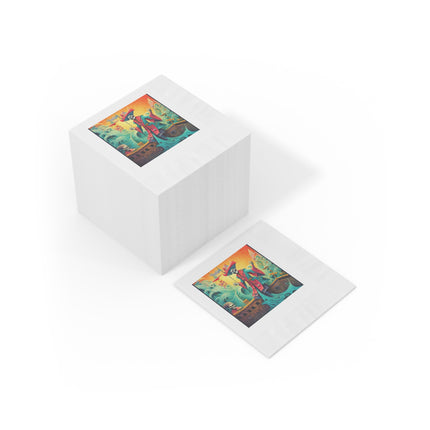 Skeleton Crew of the Misty Seas White Coined Napkins