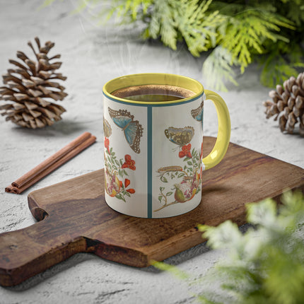 Blue Butterflies and Pomegranate by Maria Sibylla Merian Colorful Mugs, 11oz