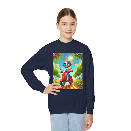 The Traveling Robot Youth Crewneck Sweatshirt – Adventure, Curiosity & Playful Discovery