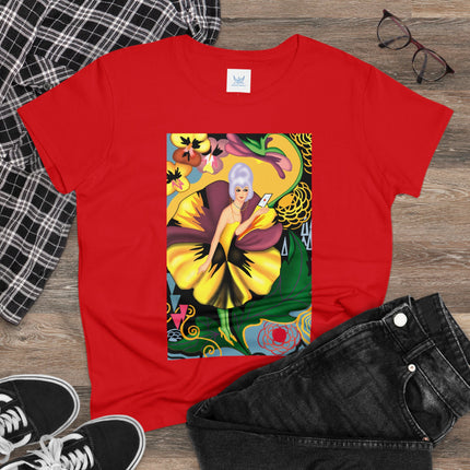 Women's Enchanted Pansy Print Midweight Cotton Tee