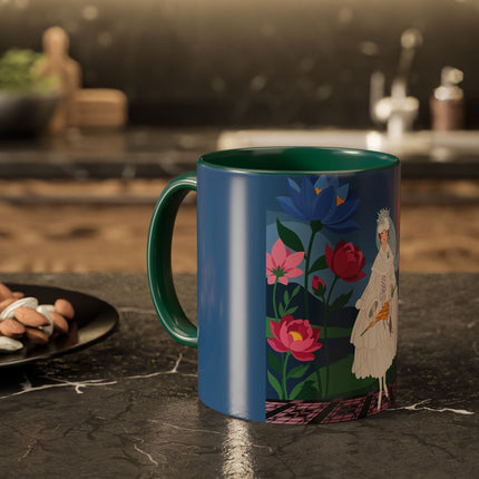 The Lady Of The Golden Parasol Colorful Mugs – Art Deco Botanical Elegance