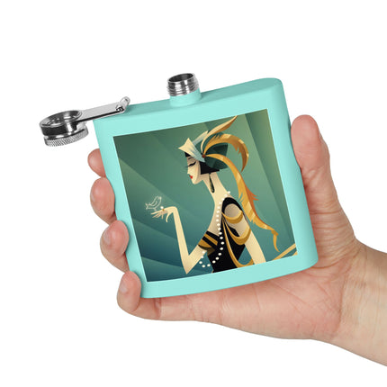 Art Deco Flapper with Bird Flask – Elegant Glamour & Timeless Style