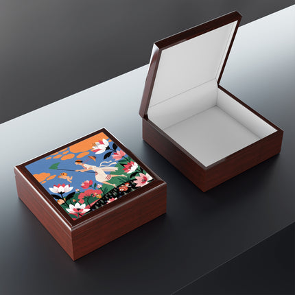 🪁🌺 The Lady Of The Flying Garden Jewelry Box – Art Deco Floral Fantasy