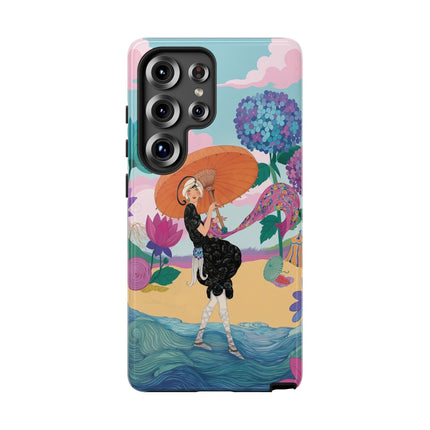 🌊☂️ The Lady Of The Flowered Seashore Phone Case – Art Deco Seaside Fashion