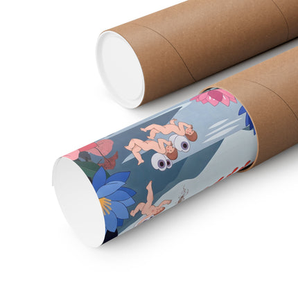 🪽🪷 The Garden Of Little Cupids Matte Vertical Poster – Art Deco Botanical Fantasy