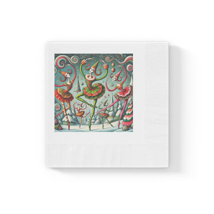 Christmas Ballet of the Absurd White Coined Napkins