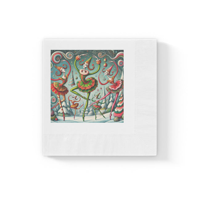 Christmas Ballet of the Absurd White Coined Napkins