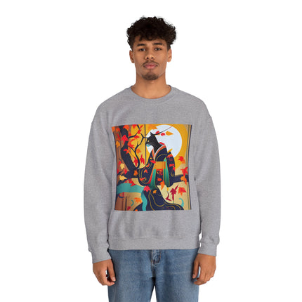 Black Cat in Kimono Unisex Heavy Blend™ Crewneck Sweatshirt