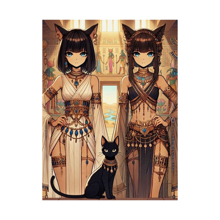 🐱🏛️ Egyptian Priestess Cats Matte Vertical Poster – Temple Guardians & Ancient Grace