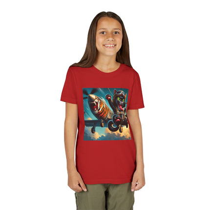Parachuting Cat Commando Youth Short Sleeve Tee