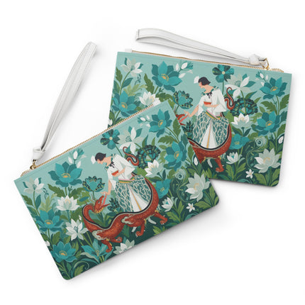 🐉🌿 The Dragon Keeper Clutch Bag – Art Deco Floral Fantasy