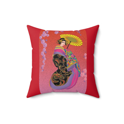 Enchanting Geisha Spun Polyester Square Pillow