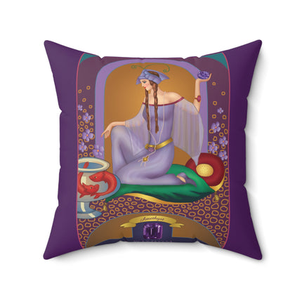 February & Amethyst (from the Gem Series) by Sofia Chiostri Spun Polyester Square Pillow