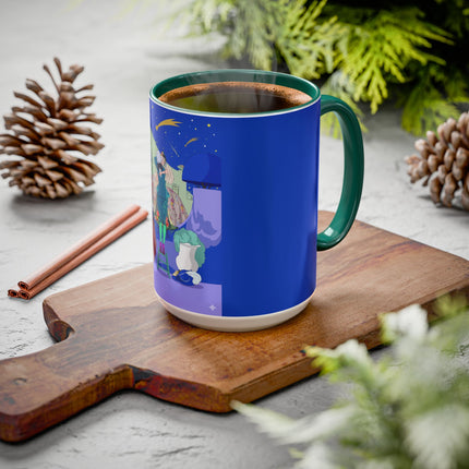 Wishes Beneath the Comet Sky Colorful Mug (11oz, 15oz) – Celestial Magic, Art Deco Elegance & Dreamy Wonder