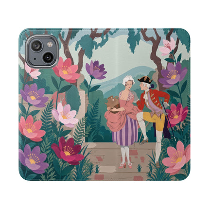 🌺🎭 The Garden Courtship Flip Case – Art Deco Floral Romance