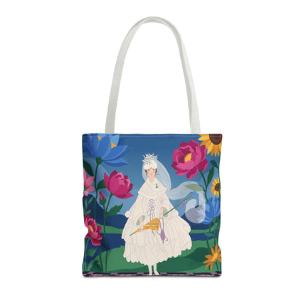 🌸👑 The Lady Of The Enchanted Flower Crown Tote Bag – Art Deco Garden Fantasy