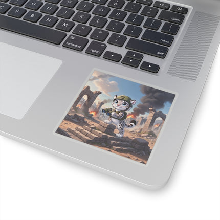 🐆🔭 The Snow Leopard Lookout Kiss-Cut Sticker – Adventure, Curiosity & Fearless Style